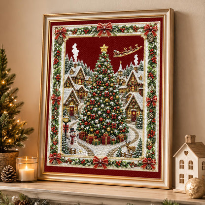Village Tree in a Garland Frame pearl painting – image 4