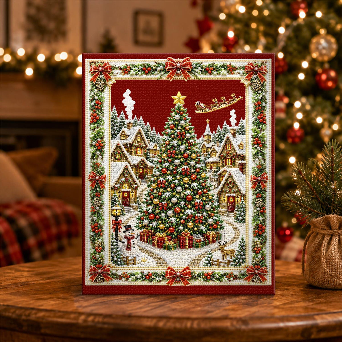 Village Tree in a Garland Frame pearl painting – image 5