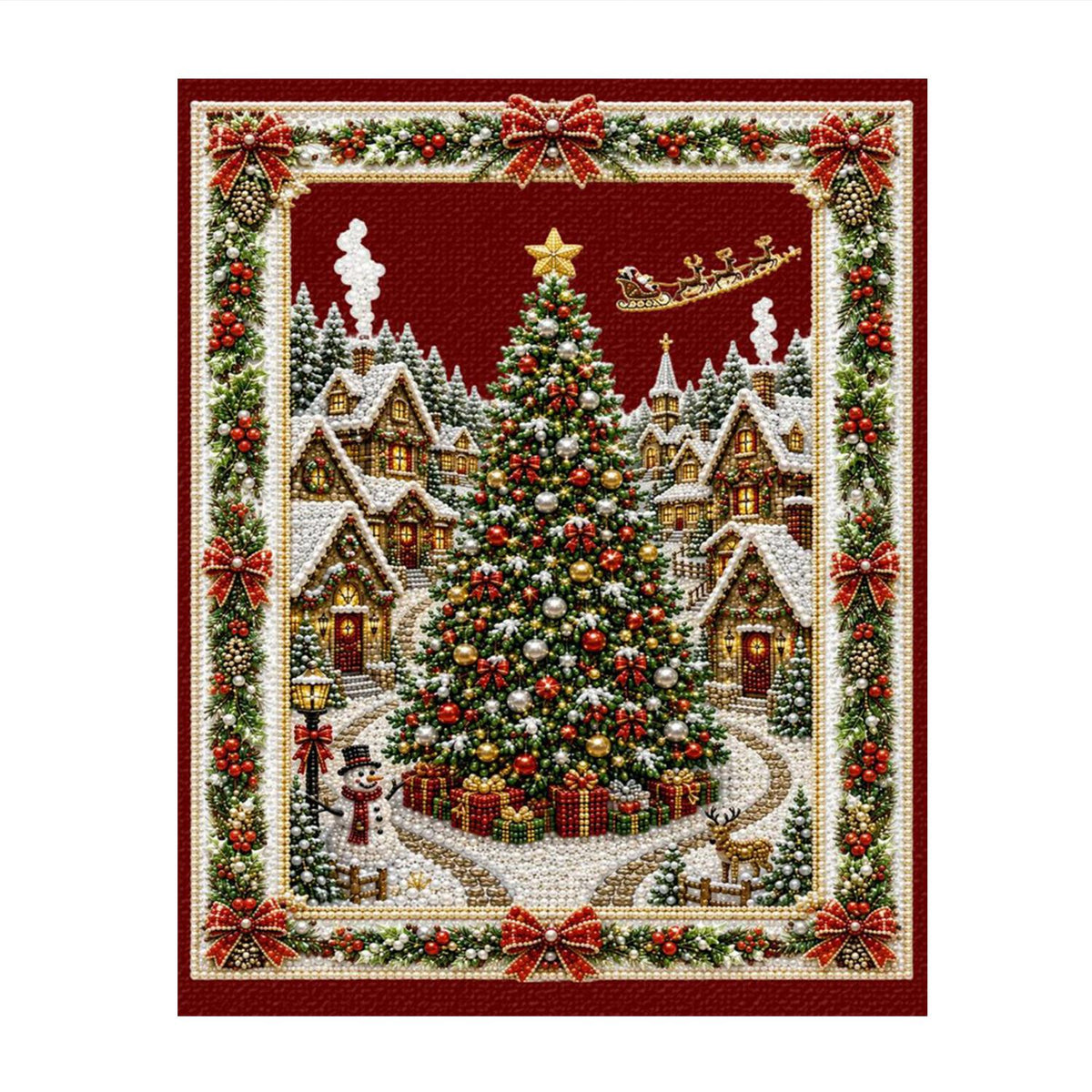 Village Tree in a Garland Frame pearl painting – image 11