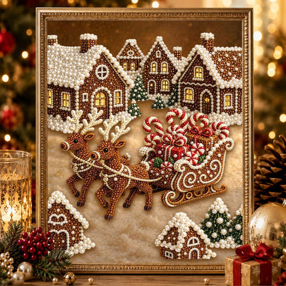 Gingerbread Reindeer Sleigh pearl painting – image 2
