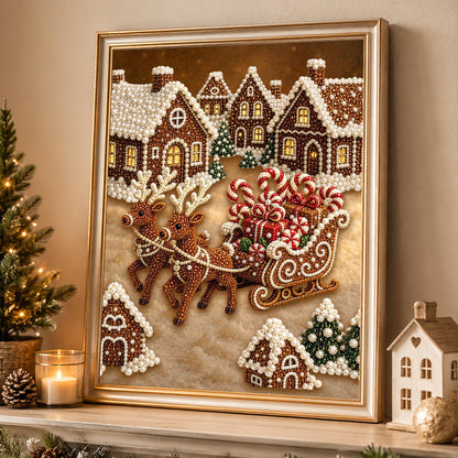 Gingerbread Reindeer Sleigh pearl painting – image 4