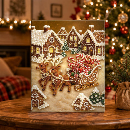 Gingerbread Reindeer Sleigh pearl painting – image 5