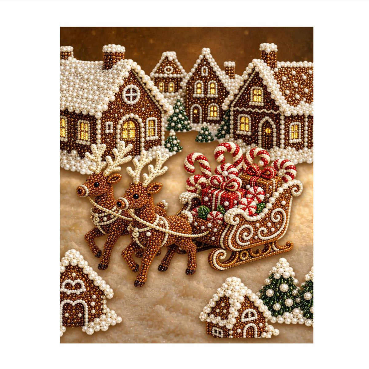 Gingerbread Reindeer Sleigh pearl painting – image 11