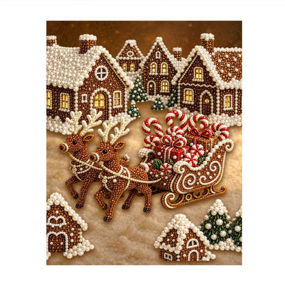 Gingerbread Reindeer Sleigh pearl painting – image 11