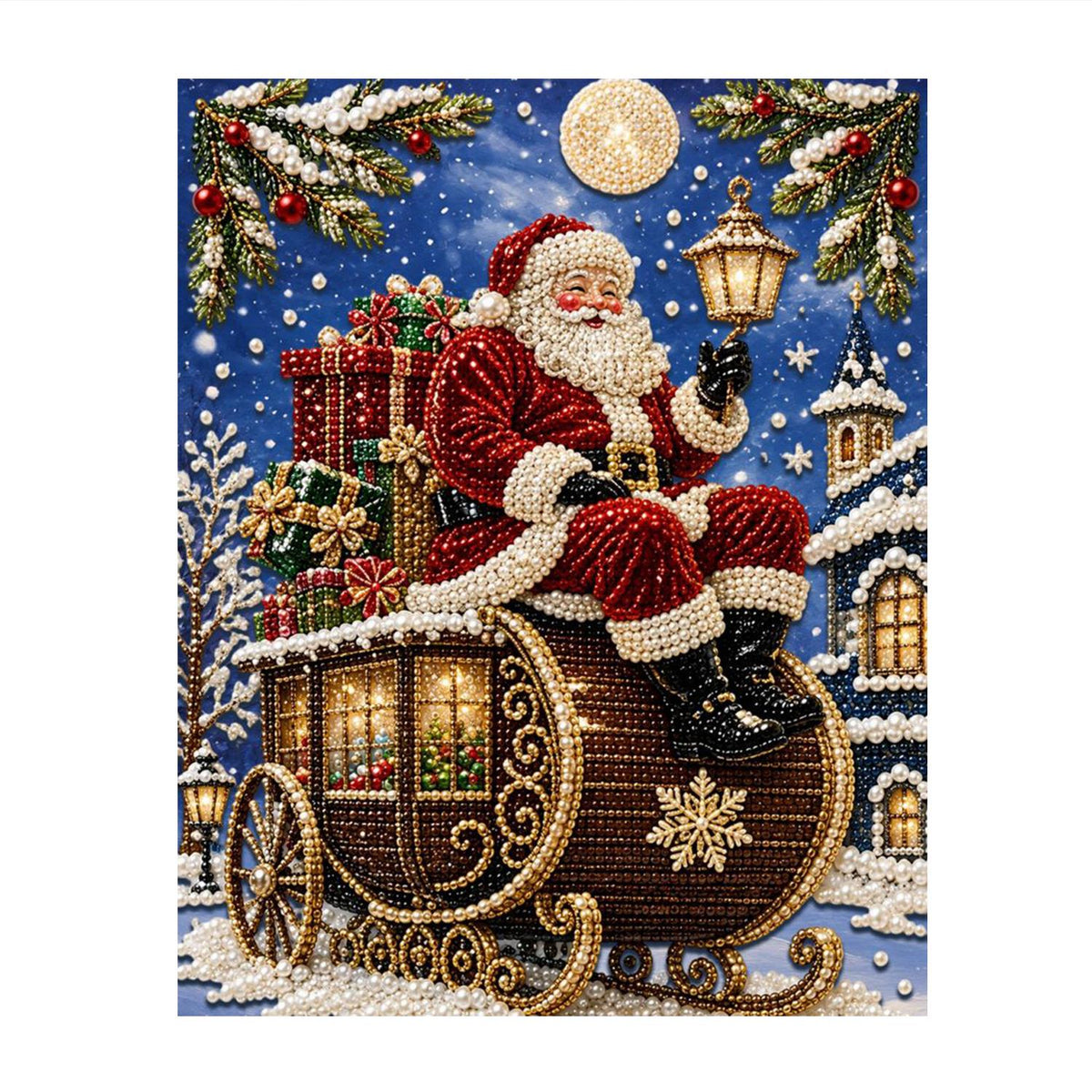 Santa on a Golden Carriage pearl painting – image 11