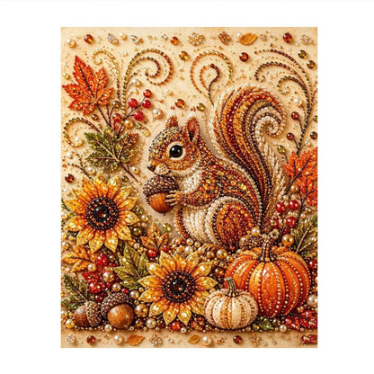 Squirrel Among Harvest Sunflowers pearl painting – image 11