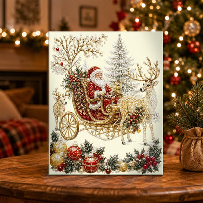 Cream and Crimson Santa Sleigh pearl painting – image 5