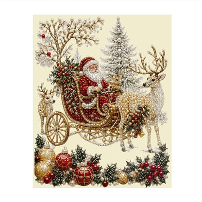 Cream and Crimson Santa Sleigh pearl painting – image 11