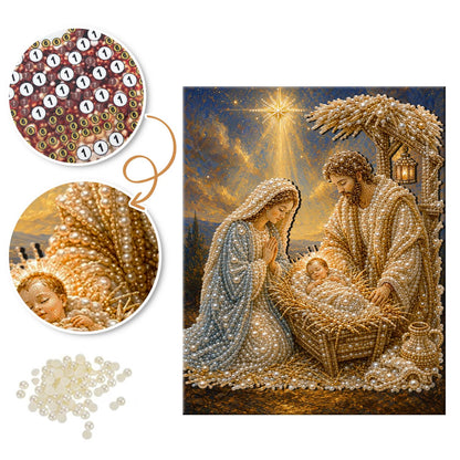 Golden Stable Nativity pearl painting – image 6