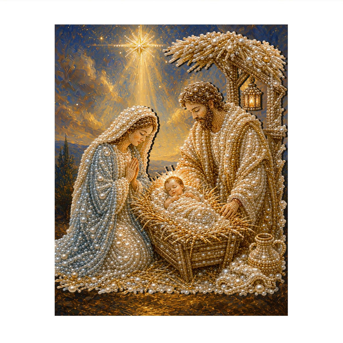 Golden Stable Nativity pearl painting – image 11