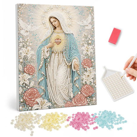 Our Lady with Roses pearl painting – image 1
