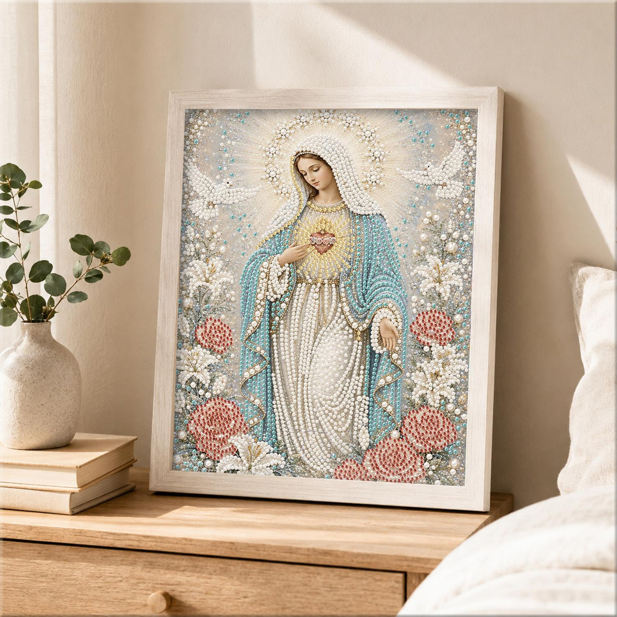 Madonna Among Doves and Roses pearl painting – image 2