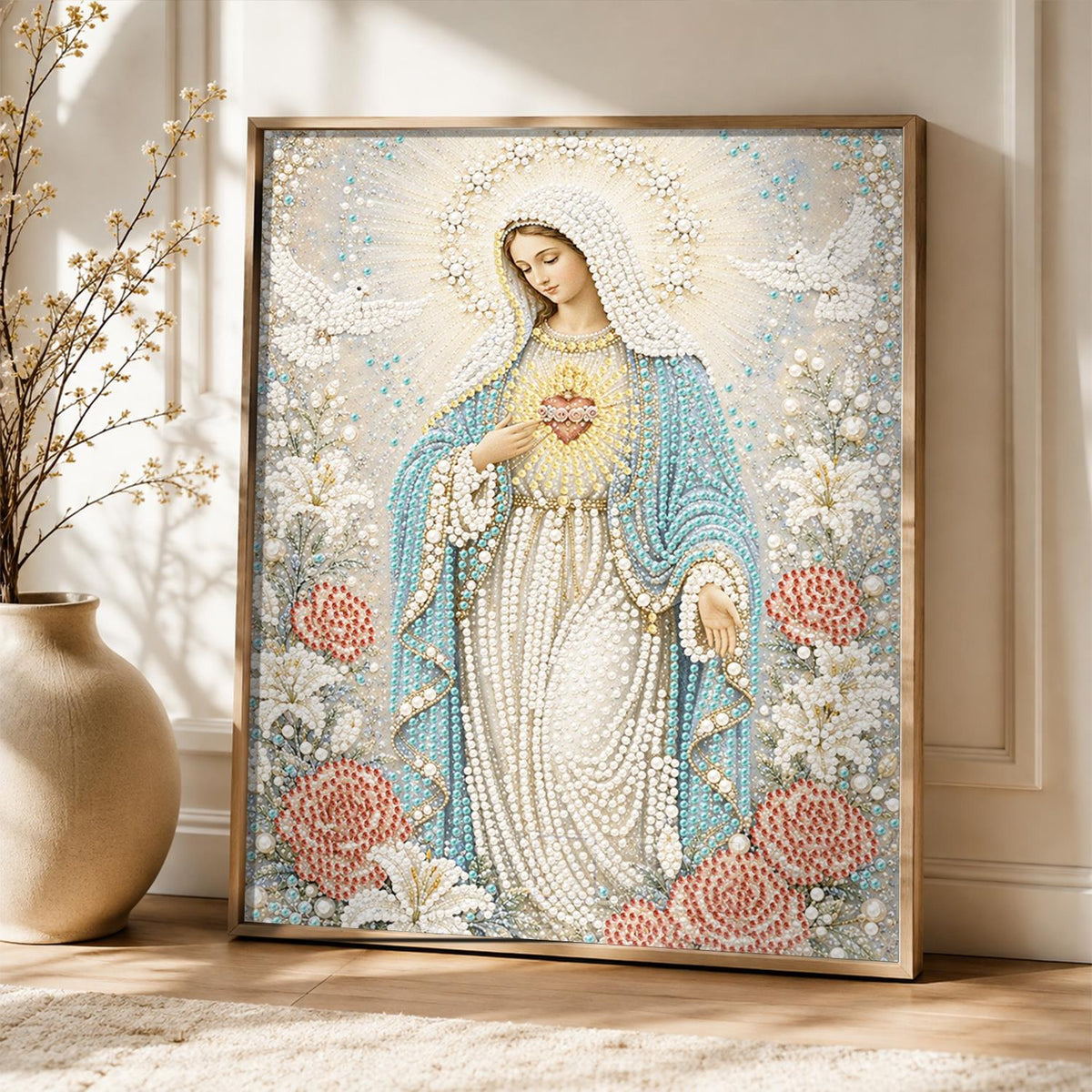 Madonna Among Doves and Roses pearl painting – image 5