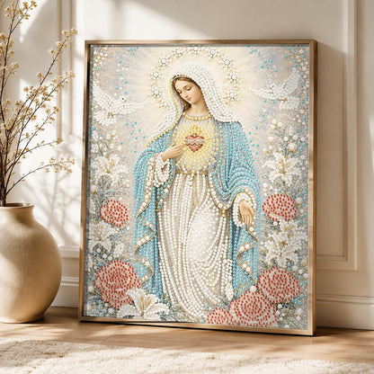 Madonna Among Doves and Roses pearl painting – image 5