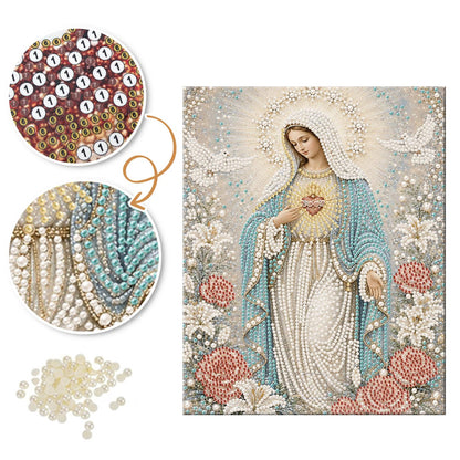 Madonna Among Doves and Roses pearl painting – image 6