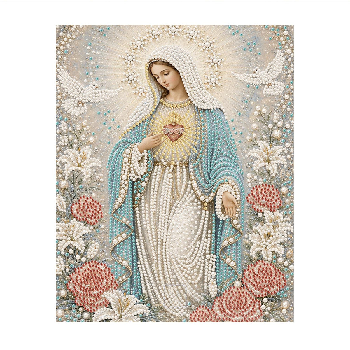 Madonna Among Doves and Roses pearl painting – image 11