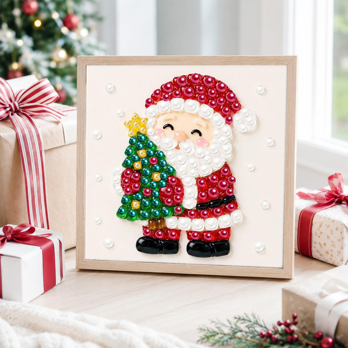 Santa Hugging a Starry Tree pearl painting – image 4