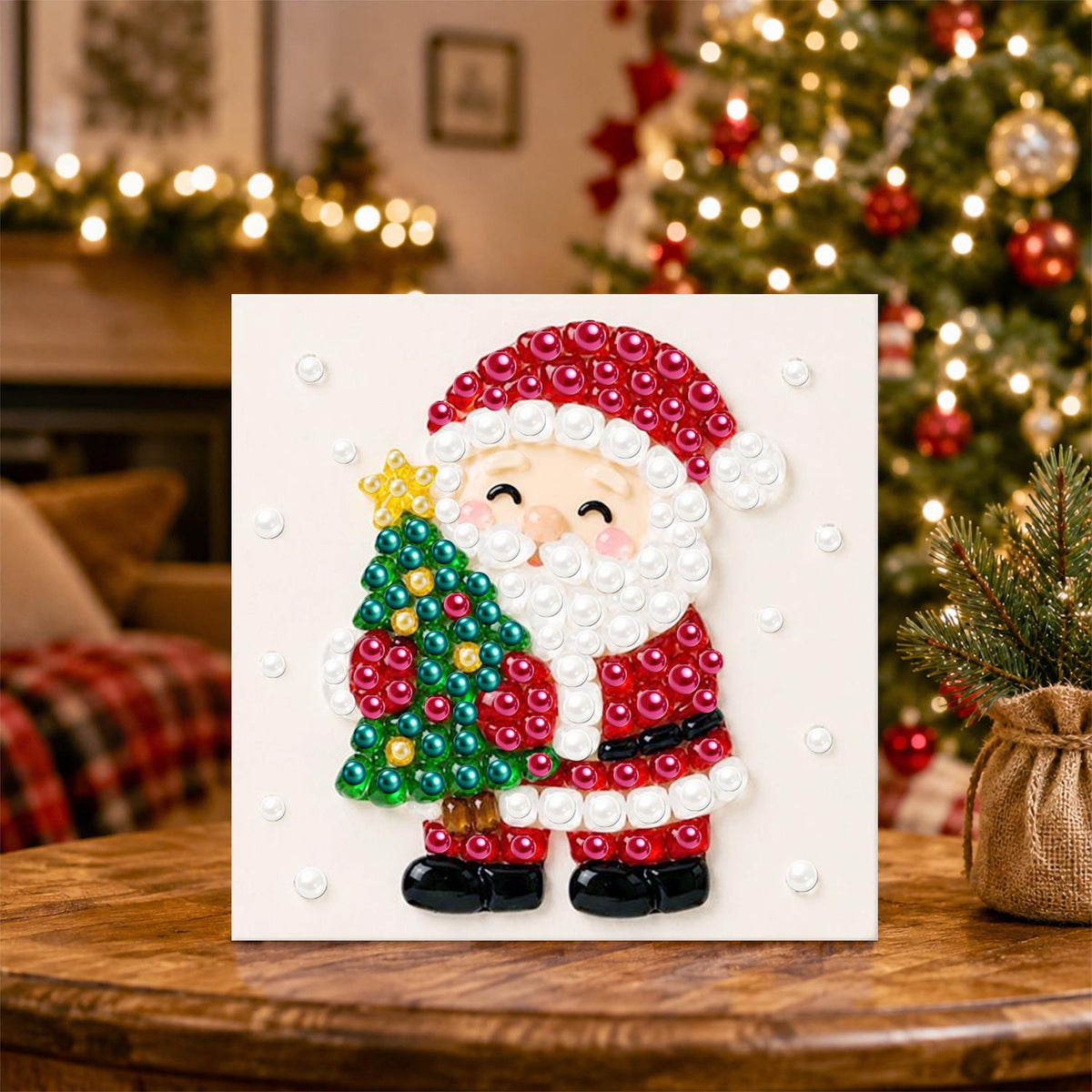 Santa Hugging a Starry Tree pearl painting – image 5