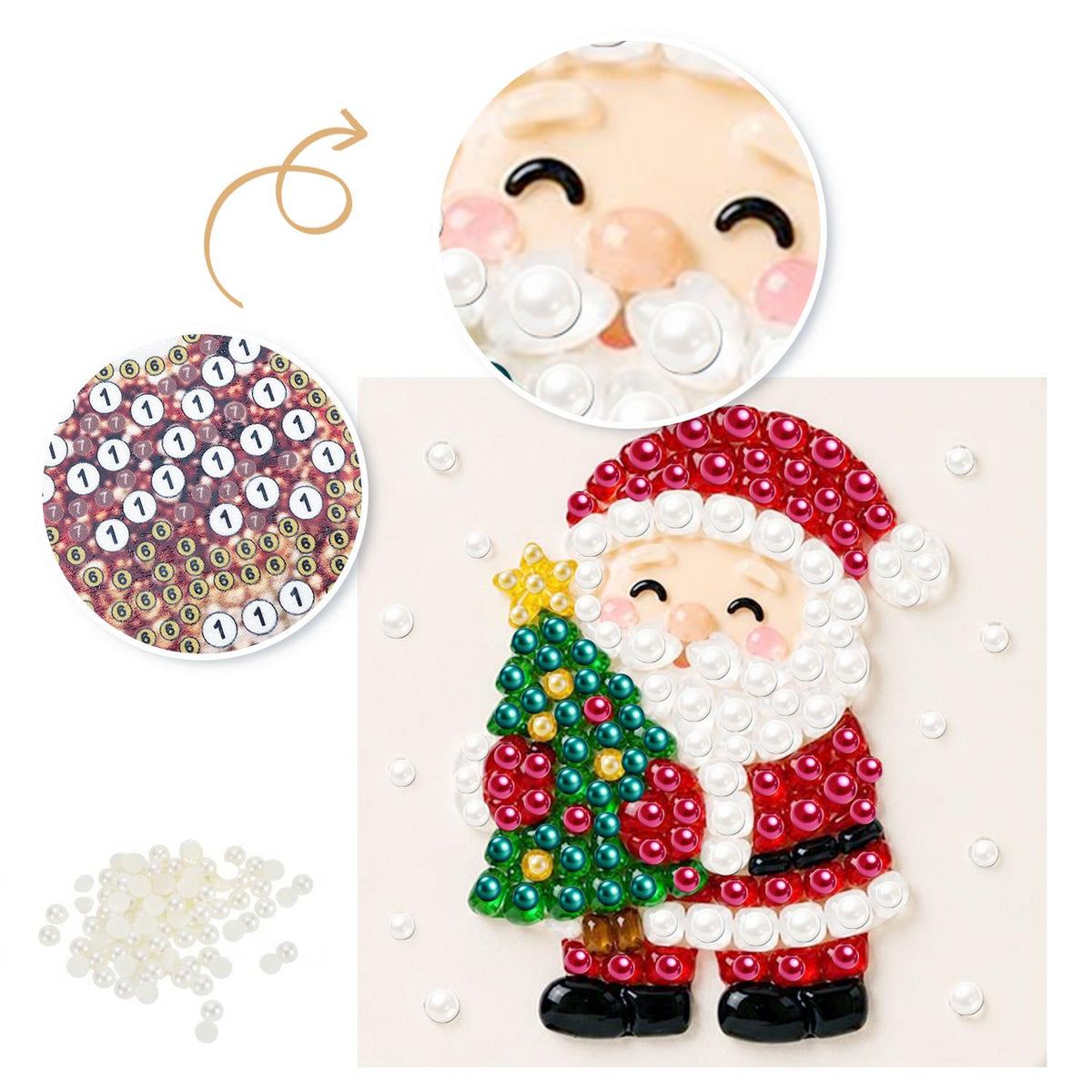 Santa Hugging a Starry Tree pearl painting – image 6
