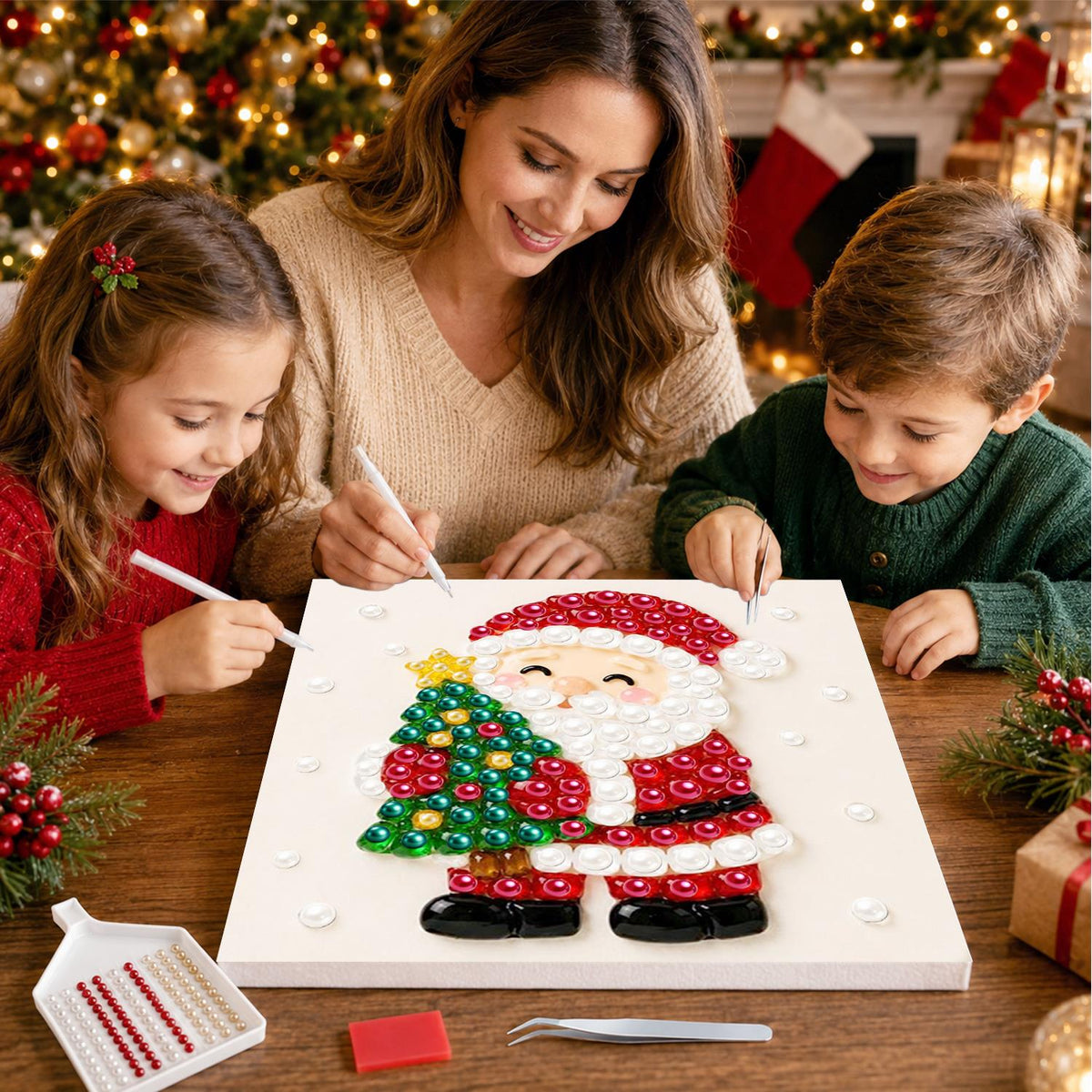 Santa Hugging a Starry Tree pearl painting – image 15