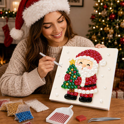 Santa Hugging a Starry Tree pearl painting – image 16