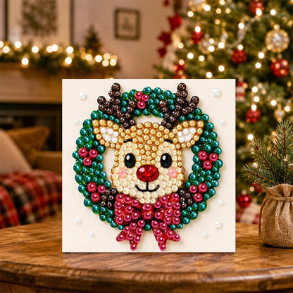 Reindeer Face in a Bowed Wreath pearl painting – image 5