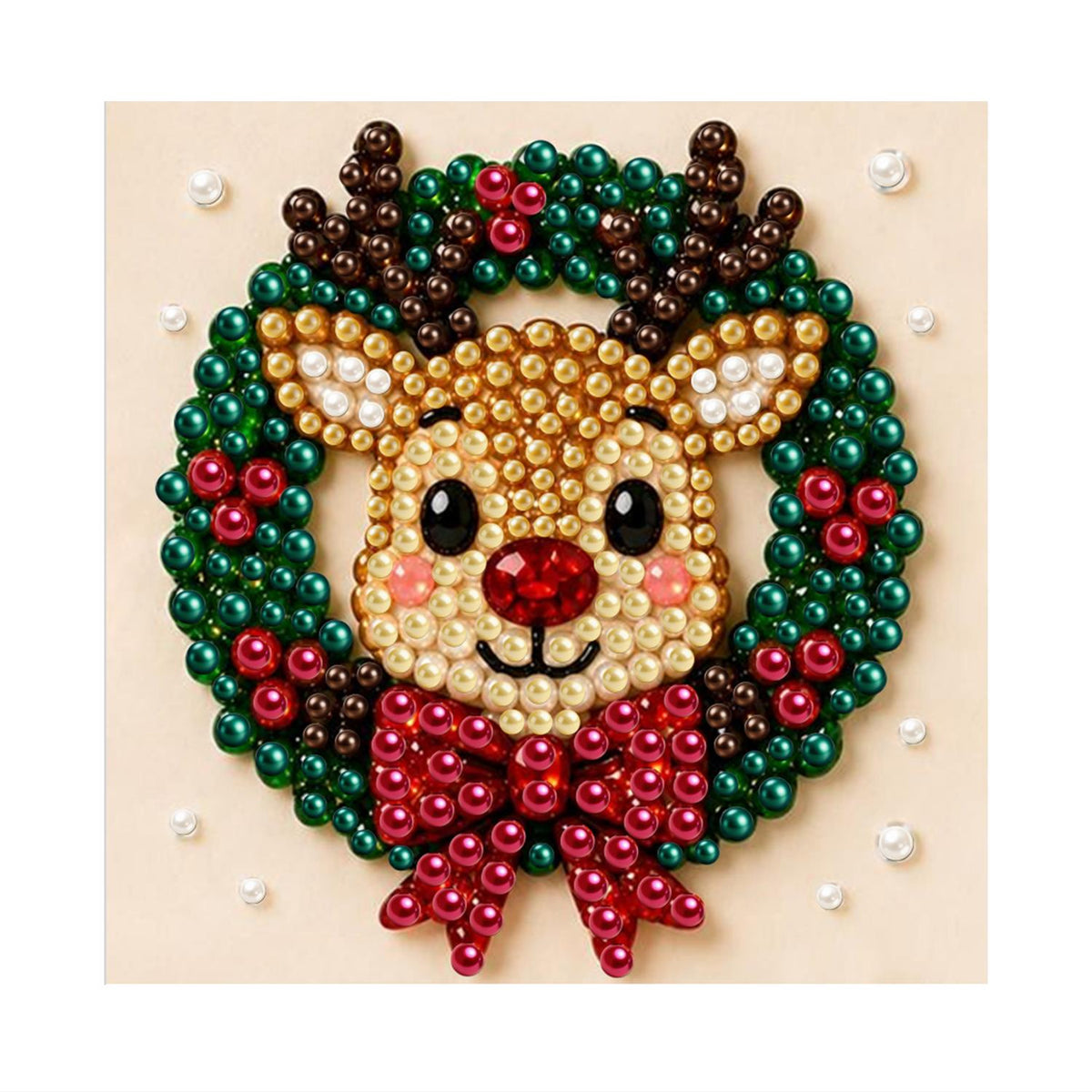 Reindeer Face in a Bowed Wreath pearl painting – image 11