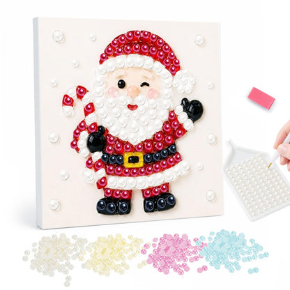 Winking Santa with Candy Cane pearl painting – Cartoon Santa winking and waving while holding a red and white candy cane