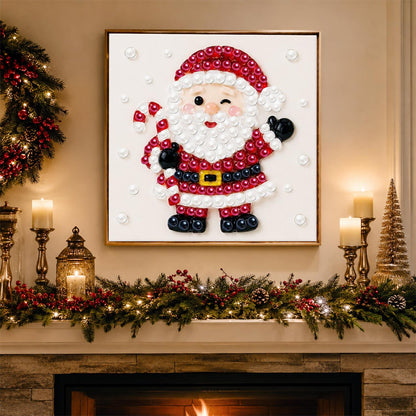 Winking Santa with Candy Cane pearl painting – image 3