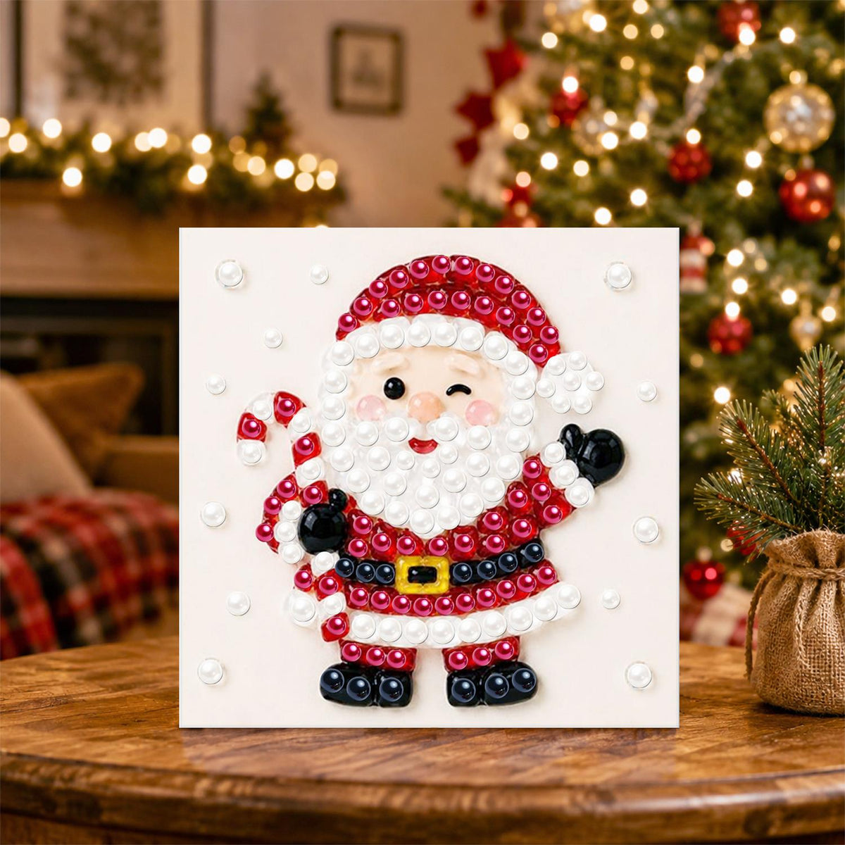 Winking Santa with Candy Cane pearl painting – image 5