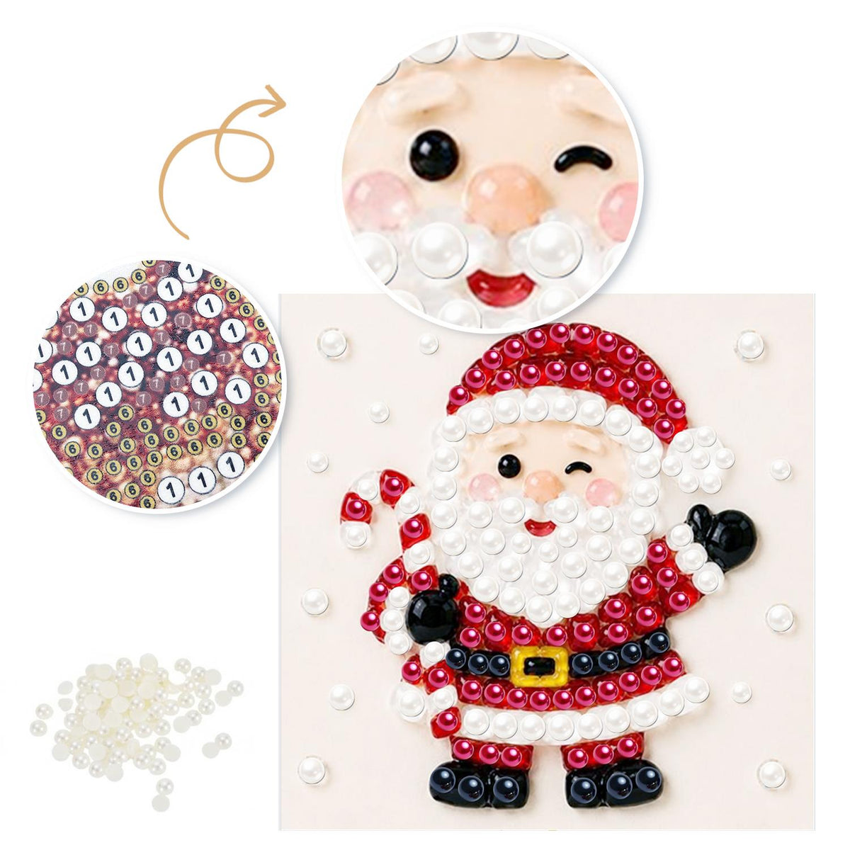 Winking Santa with Candy Cane pearl painting – image 6
