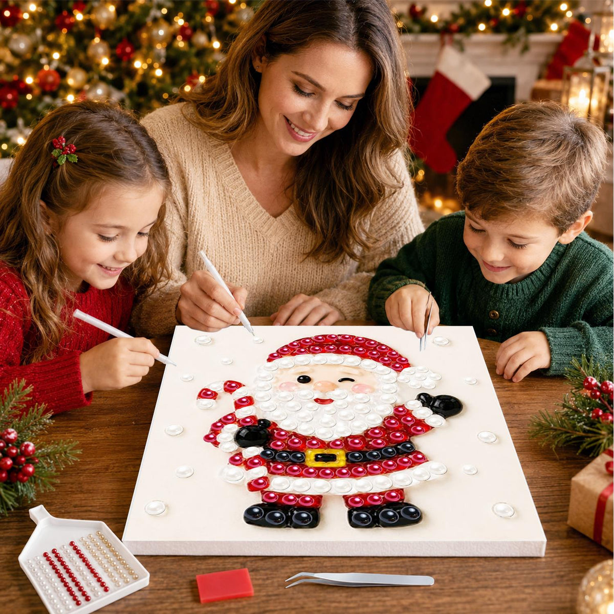 Winking Santa with Candy Cane pearl painting – image 15