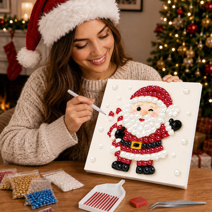 Winking Santa with Candy Cane pearl painting – image 16