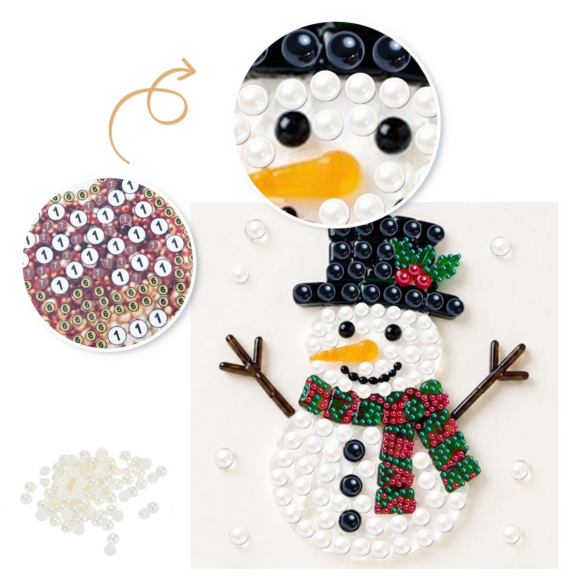 Top-Hat Snowman with Holly pearl painting – image 6