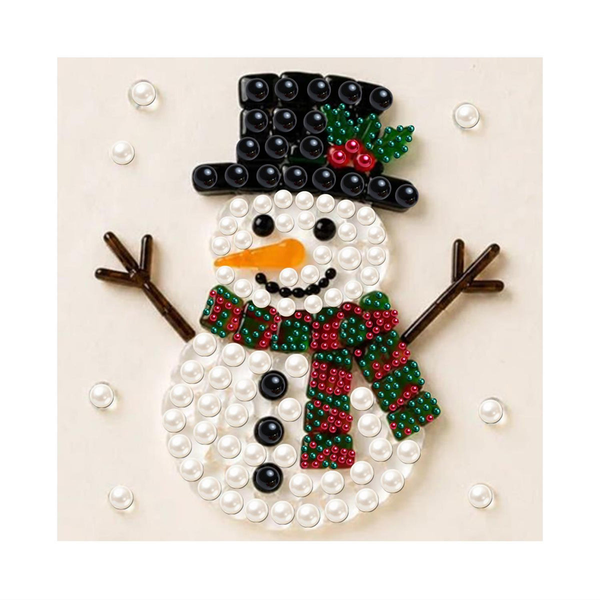 Top-Hat Snowman with Holly pearl painting – image 11
