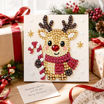 Candy Cane Reindeer in a Scarf pearl painting – image 2