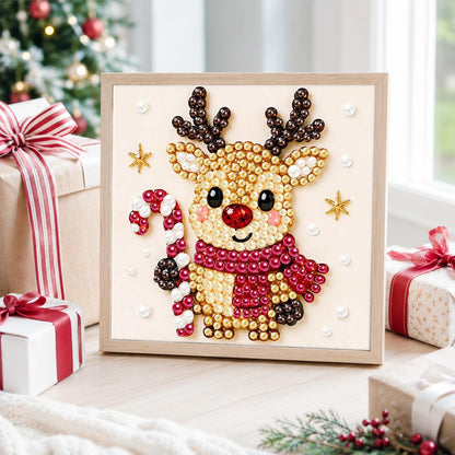 Candy Cane Reindeer in a Scarf pearl painting – image 4
