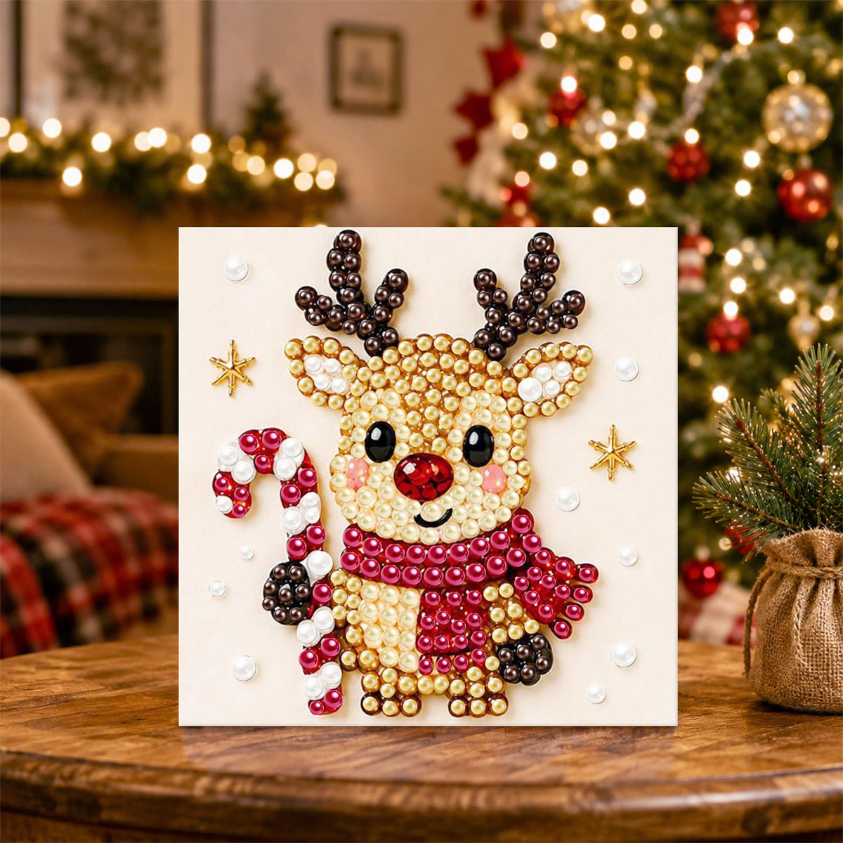 Candy Cane Reindeer in a Scarf pearl painting – image 5