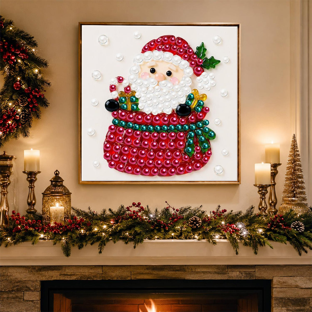 Santa Peeking From a Gift Sack pearl painting – image 3