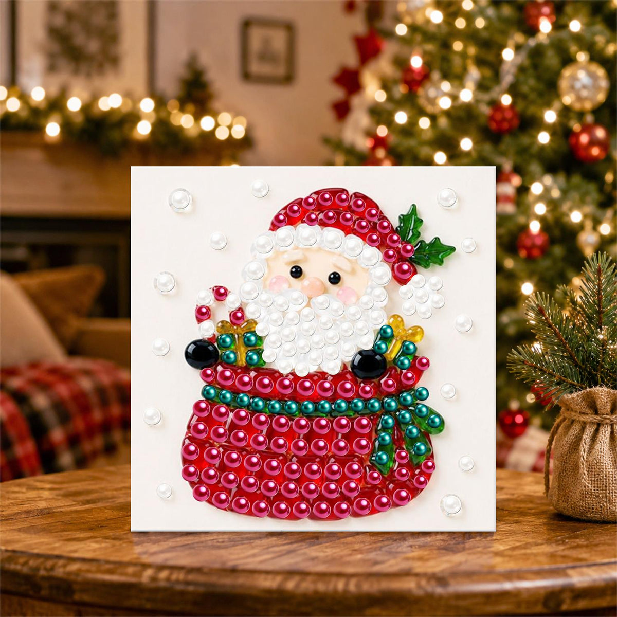 Santa Peeking From a Gift Sack pearl painting – image 5