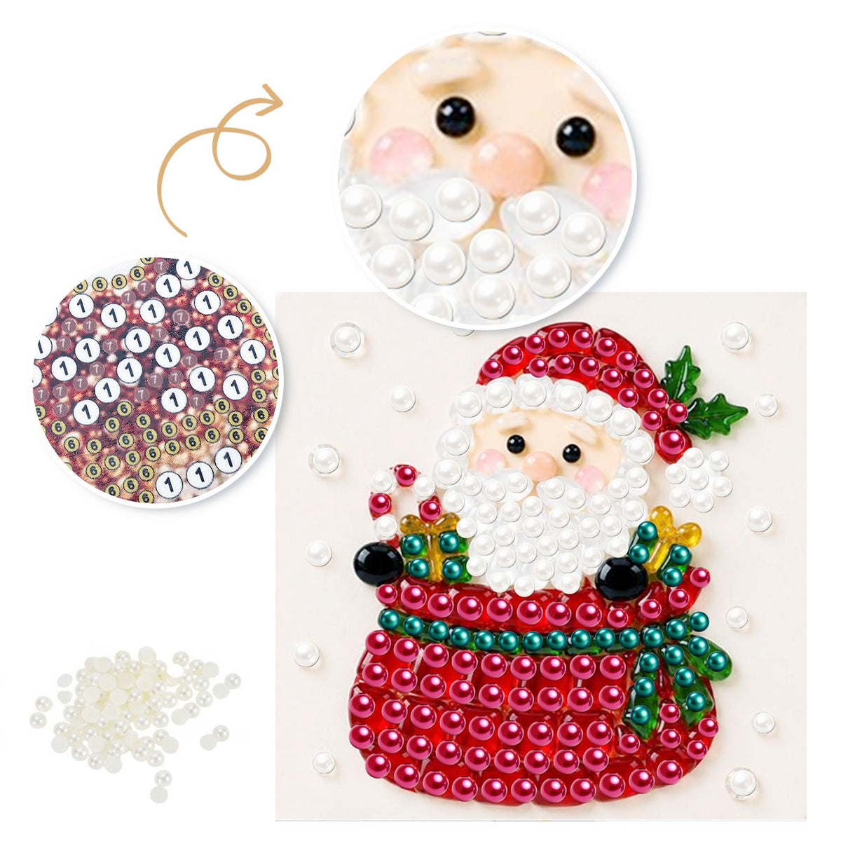 Santa Peeking From a Gift Sack pearl painting – image 6