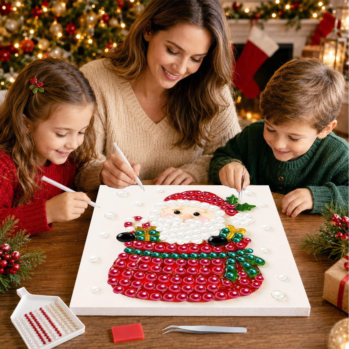 Santa Peeking From a Gift Sack pearl painting – image 15
