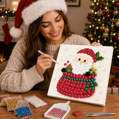 Santa Peeking From a Gift Sack pearl painting – image 16