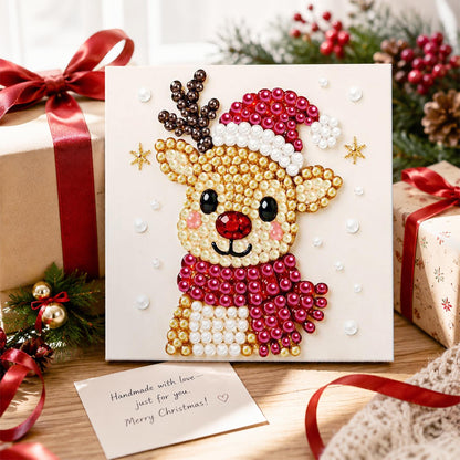 Reindeer in a Santa Hat pearl painting – image 2