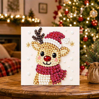 Reindeer in a Santa Hat pearl painting – image 5