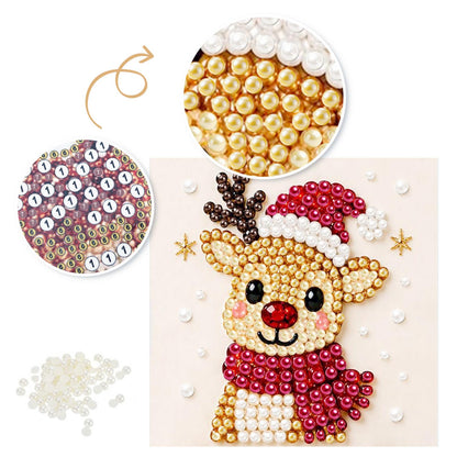 Reindeer in a Santa Hat pearl painting – image 6