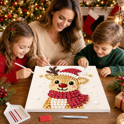 Reindeer in a Santa Hat pearl painting – image 15
