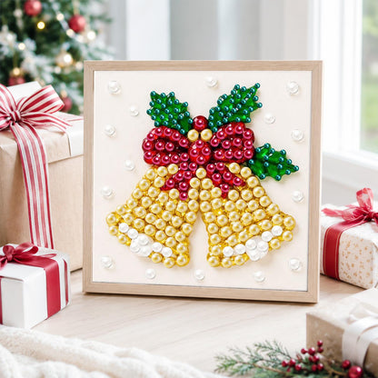 Golden Bells with Holly Bow pearl painting – image 4
