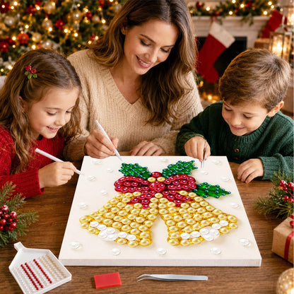 Golden Bells with Holly Bow pearl painting – image 15