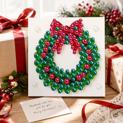 Berry Wreath with Red Bow pearl painting – image 2